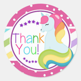 Rainbow Unicorn Birthday Bedankt Stickers Labels