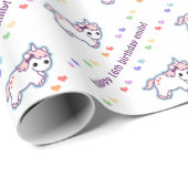 Rainbow Unicorn Birthday Cadeaupapier (Rol Hoek)