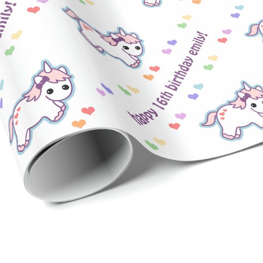 Rainbow Unicorn Birthday Cadeaupapier (Rol Hoek)