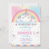Rainbow Unicorn Birthday Cake Invitation Cupcake Kaart (Voorkant)