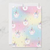 Rainbow Unicorn Birthday Cake Invitation Cupcake Kaart (Achterkant)