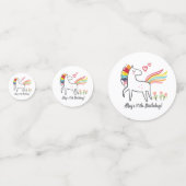 Rainbow Unicorn Birthday Custom Name Confetti (Achterkanten)
