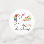 Rainbow Unicorn Birthday Custom Name Confetti (Kleine voorkant)