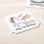 Rainbow Unicorn Birthday Custom Name Kartonnen Onderzetters (Gekanteld)
