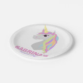 Rainbow Unicorn Birthday Custom Name Paper Borden Papieren Bordje (Gekanteld)