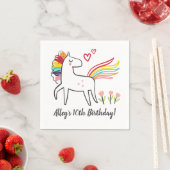 Rainbow Unicorn Birthday Custom Name Stickers Servet (Insitu)