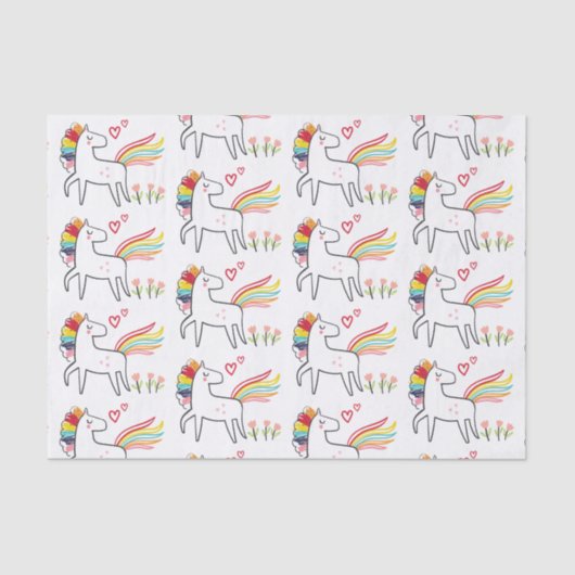 Rainbow Unicorn Birthday Custom Name Tissuepapier (Voorkant)