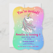 Rainbow Unicorn Birthday Invitation Kaart (Voorkant)