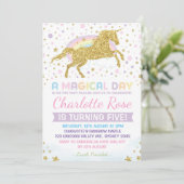 Rainbow Unicorn Birthday Invitation Party nodigt u Kaart (Staand voorkant)