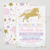 Rainbow Unicorn Birthday Invitation Party nodigt u Kaart (Voorkant / Achterkant)