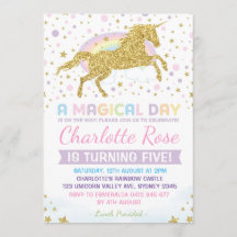 Rainbow Unicorn Birthday Invitation Party nodigt u
