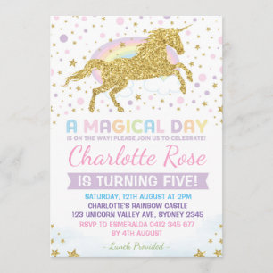Rainbow Unicorn Birthday Invitation Party nodigt u Kaart