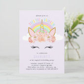 Rainbow Unicorn Birthday Invitation roze Gold Kaart (Staand voorkant)