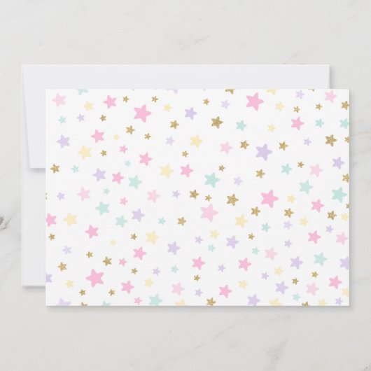 Rainbow Unicorn Birthday Invitation roze Gold Kaart (Achterkant)