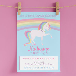 Rainbow Unicorn Birthday Kaart