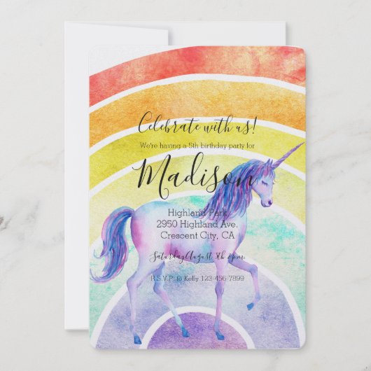 Rainbow Unicorn Birthday Kaart (Voorkant)