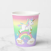 Rainbow Unicorn Birthday Papieren Bekers (Achterkant)