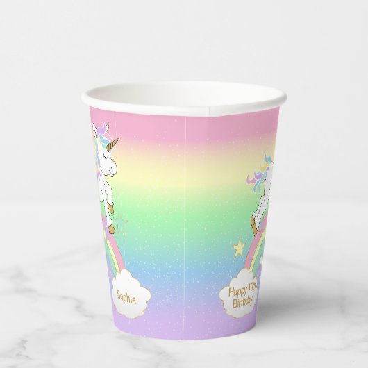 Rainbow Unicorn Birthday Papieren Bekers (Rechts)