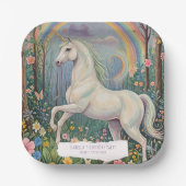Rainbow Unicorn Birthday Papieren Bordje (Voorkant)