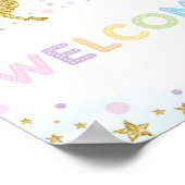 Rainbow Unicorn Birthday Party Baby shower Welkom Poster (Hoek)