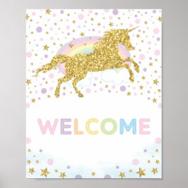 Rainbow Unicorn Birthday Party Baby shower Welkom Poster