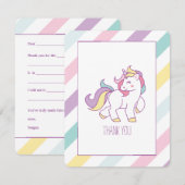Rainbow Unicorn Birthday Party Dank je wel Bedankkaart (Voorkant / Achterkant)