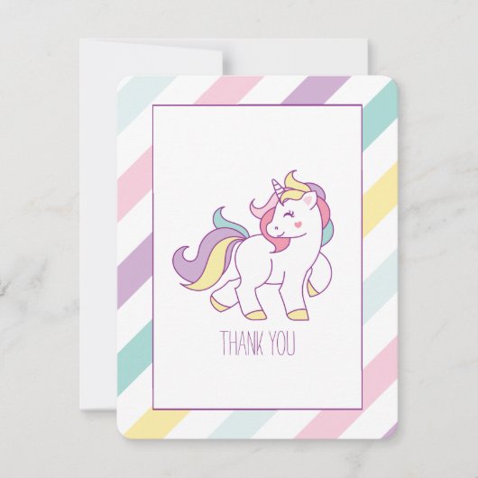 Rainbow Unicorn Birthday Party Dank je wel Bedankkaart (Voorkant)
