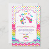 Rainbow Unicorn Birthday Party Dank je wel Kaart (Voorkant)
