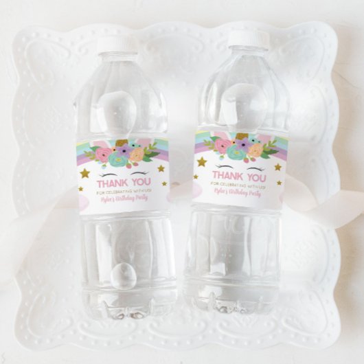 Rainbow Unicorn Birthday Party Favor Waterfles Etiket