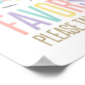 Rainbow Unicorn Birthday Party Favors Sign Poster (Hoek)