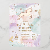 Rainbow Unicorn Birthday Party Folie Uitnodiging (Voorkant)