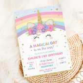 Rainbow Unicorn Birthday Party Girl Kaart