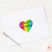 Rainbow Unicorn Birthday Party Heart Sticker (Envelop)