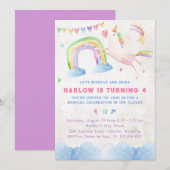 Rainbow Unicorn Birthday Party Invitation Kaart (Voorkant / Achterkant)