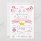 Rainbow Unicorn Birthday Party Invitation Kaart (Voorkant)