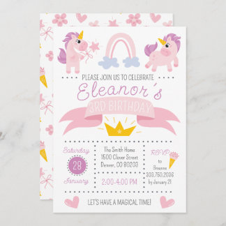 Rainbow Unicorn Birthday Party Invitation Kaart