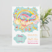 Rainbow Unicorn Birthday Party Invitation Kaart (Staand voorkant)