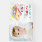 Rainbow Unicorn Birthday Party Photo Girl Spandoek (Verticaal)
