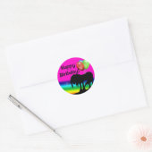 Rainbow Unicorn Birthday Ronde Sticker (Envelop)