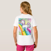 Rainbow & Unicorn Birthday T-Shirt Girls (Achterkant volledig)