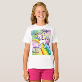 Rainbow & Unicorn Birthday T-Shirt Girls (Voorkant volledig)