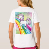 Rainbow & Unicorn Birthday T-Shirt Girls (Achterkant)