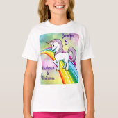 Rainbow & Unicorn Birthday T-Shirt Girls (Voorkant)
