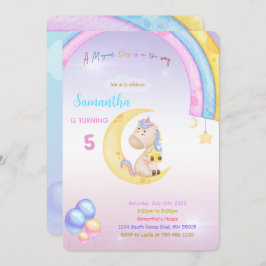 Rainbow Unicorn Birthday Uitnodiging