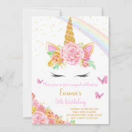 Rainbow Unicorn Birthday Uitnodiging