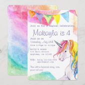 Rainbow Unicorn Birthday Uitnodiging (Voorkant / Achterkant)