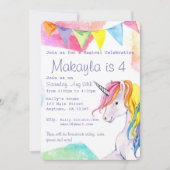 Rainbow Unicorn Birthday Uitnodiging (Voorkant)