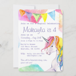 Rainbow Unicorn Birthday Uitnodiging