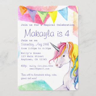 Rainbow Unicorn Birthday Uitnodiging
