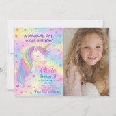 Rainbow Unicorn Birthday Uitnodiging (Voorkant)
